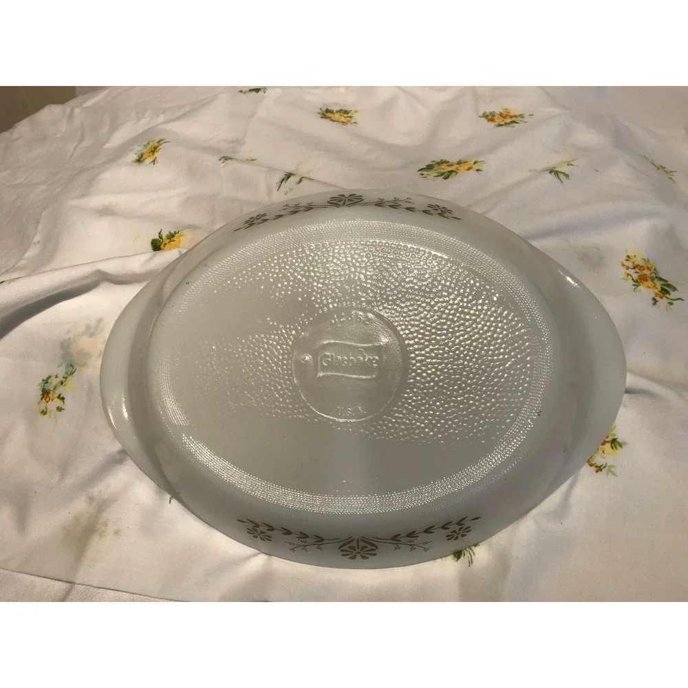 Vintage Glasbake Green Daisy Divided Casserole Dish - Mid‎ Century USA - Picture 3 of 5